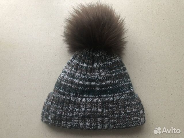 Шапка вязаная с начесом, теплая