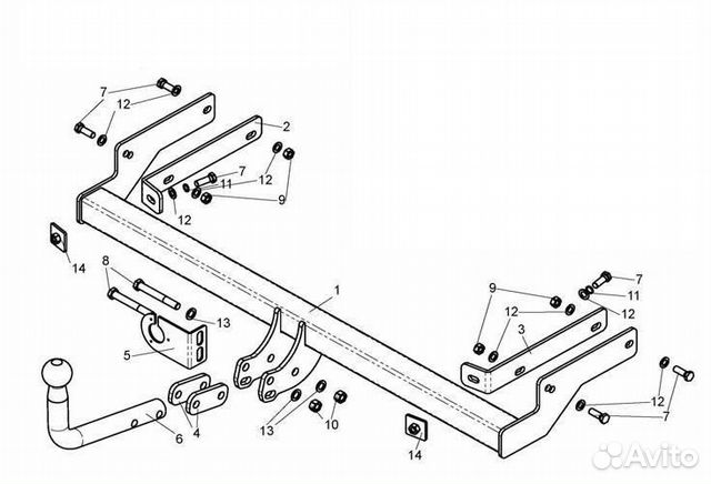 Фаркоп на Рено Симбол, с 2008 г. в. Новый