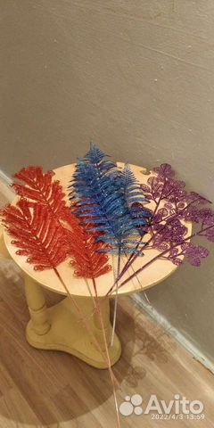 Искусственные ветки с блёстками 9шт 3 цвета