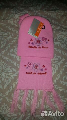 Комплект шапка и шарф новый для девочки. Размер 50