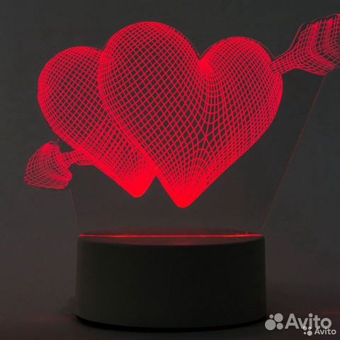 3D Светильник ночник Сердца