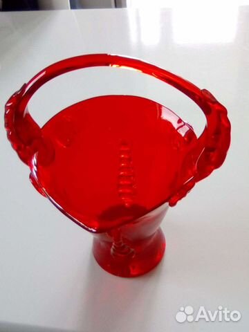 Ваза конфетница корзинка цветной хрусталь СССР