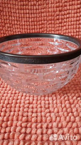 Хрустальная ваза с ободком из мельхиора