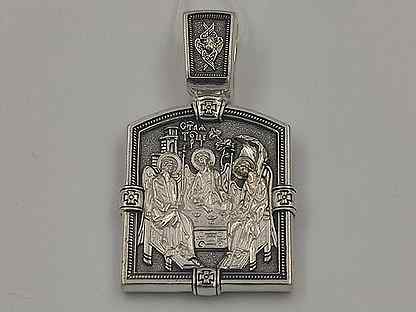 Серебряная православная иконка Святая Троица, 103