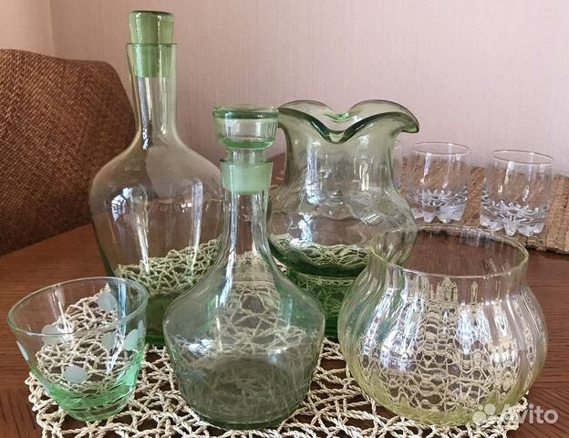 Посуда из цветного стекла СССР