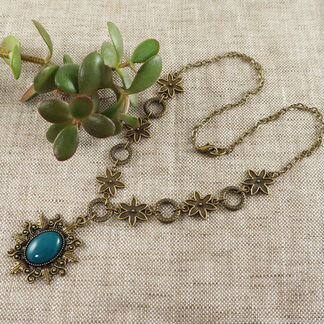 Колье Папоротник (зеленый агат)