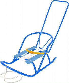 Санки кукольные ску2 голубой с толкателем