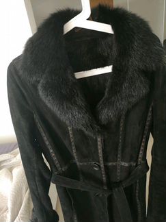 Дубленка чёрная из кролика жен, бу, р44-46
