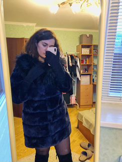 Шуба из меха лисы и норки + перчатки в подарок