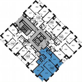 3-к квартира, 90.1 м², 16/17 эт.