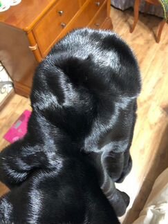 Шуба норковая чёрная с большим капюшоном