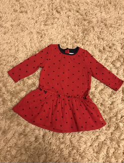 Платье Petit Bateau красного цвета в горошек