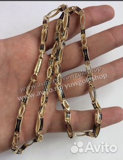 Золотая цепь с эмалью 585 пробы 33 гр, 55 см
