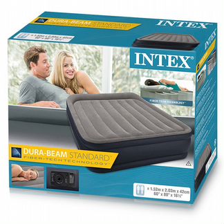 64136 Intex Надувная кровать cо встроенным насосом