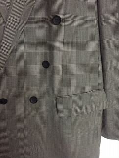 Винтажный двубортный пиджак в клетку