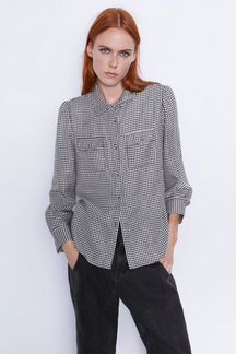 Рубашка в гусиную лапку zara