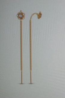 Серьги Серебро позолота продевки