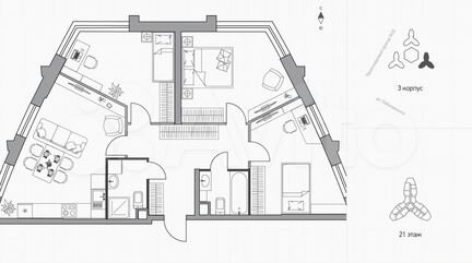 3-к квартира, 83.4 м², 13/39 эт.