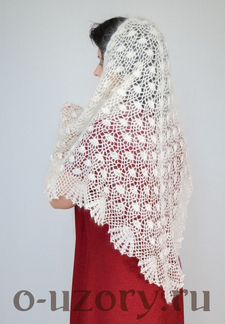 Оренбургский пуховый платок. Косынка белая пуховая