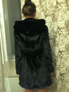 Норковая шуба с капюшоном