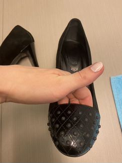 Чёрные замшевые и кожаные туфли Tod’s