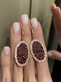 Серьги с натуральным гранатом