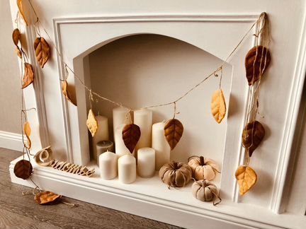 Осенний декор, тыква и листья из ткани