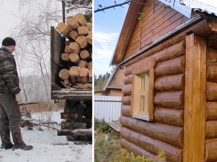 Баня из рубленого бревна, 408х305 см, сруб