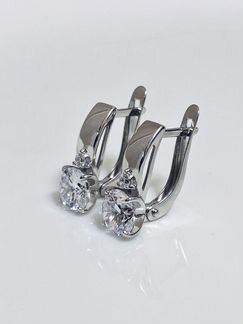 Серьги из белого золота с фианитами