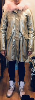 Парка Regular, золотистая с розовым, 44 р-р