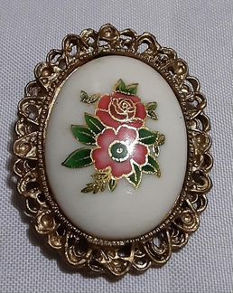 Брошь старинная, бронза,фарфор, Германия
