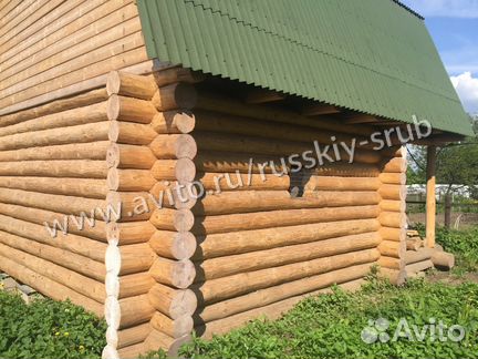 Баня в чашу 6х4 с террасой и мансардой