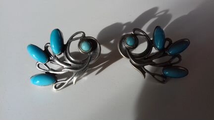 Старинные серьги с бирюзой