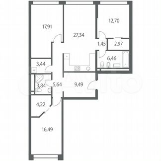 3-к квартира, 112 м², 4/35 эт.