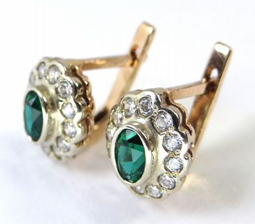 Золотые серьги 585 пробы с фианитами