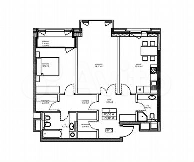 2-к квартира, 81 м², 14/14 эт.