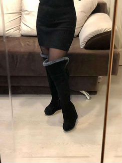 Ботфорты 34 р. натуральная замша, натуральный мех