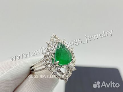 Кольцо с бриллиантами изумруд 2.55ct