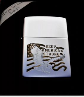 Zippo Silver Plate Muster Keep America Strong 1994