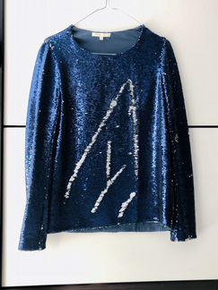 Синий джемпер, пуловер Maje в пайетках.Paris