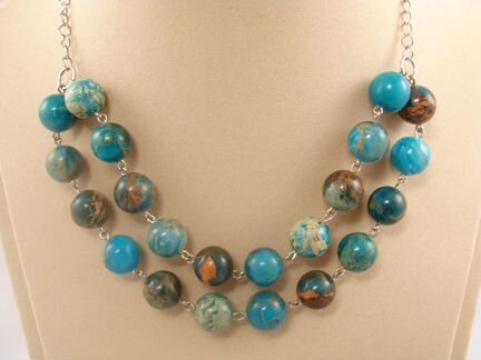 Колье Варисцит шарики, двухрядное