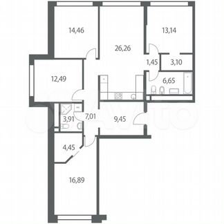 4-к квартира, 119.3 м², 22/35 эт.