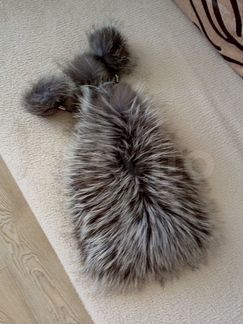 Шапка чернобурка вязаная