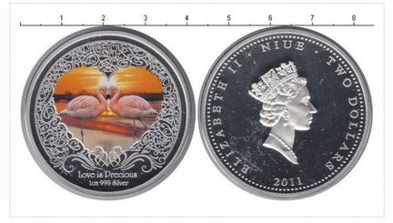 Монета 2 доллара Ниуэ Серебро