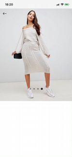 Костюм вязаный молочный ASOS