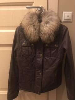 Куртка кожаная утеплённая Benetton, размер 40-42