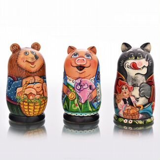 Детская матрешка фигурная 3 места (в ассортименте)