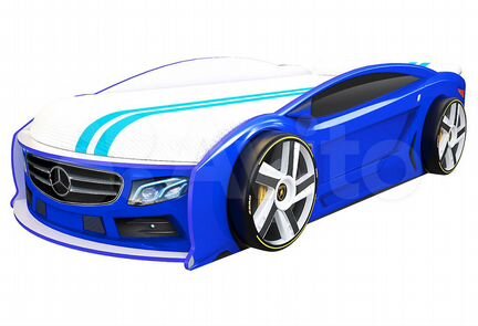 Кровать Мерседес с подъемным матрасом синяя