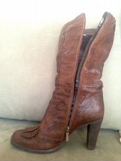 Сапоги кожаные,натуральный мех38р