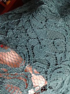 Темно зеленая блуза из гипюра из Японии